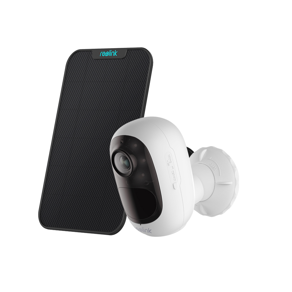 Reolink Argus 2E + Solar Panel (Black) - 3MP Full Hd Smart Detection Wireless Solar Camera, Night Vision, Two-Way Audio, IP65 Waterproof, 2.4 GHz WiFi